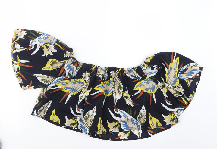 Goldie Womens Blue Geometric Cropped T-Shirt Size M
