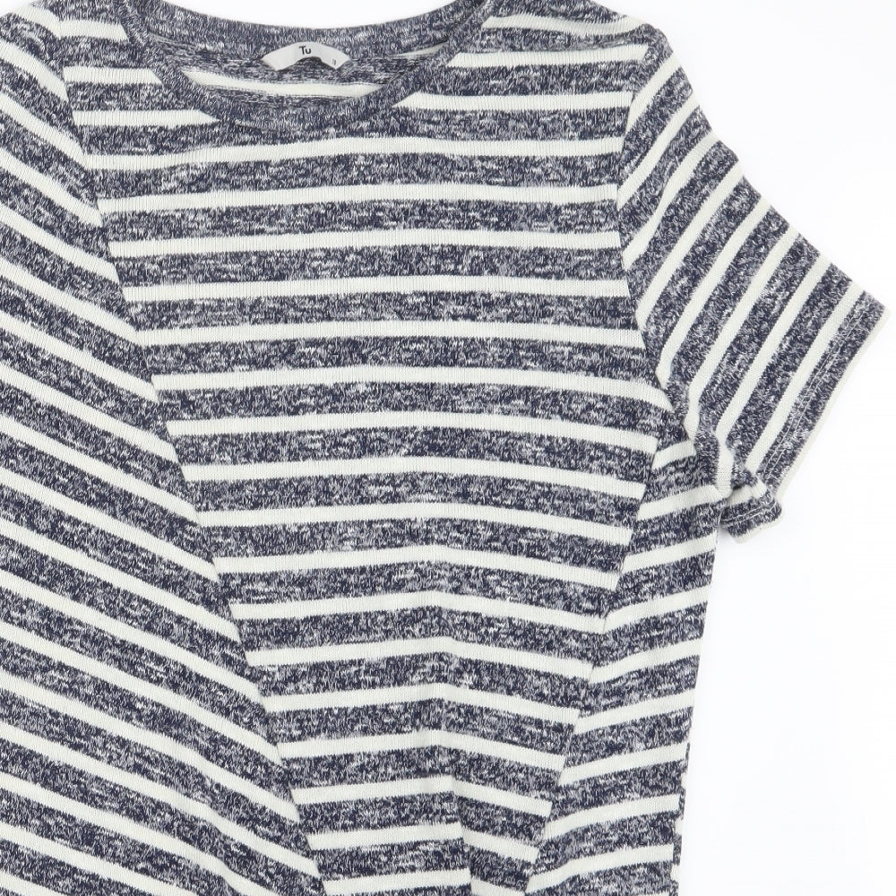 TU Womens Blue Striped  Basic T-Shirt Size 18