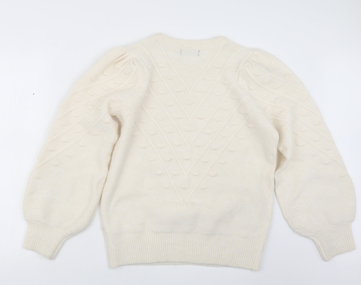 F&F Womens White  Knit Pullover Jumper Size 14