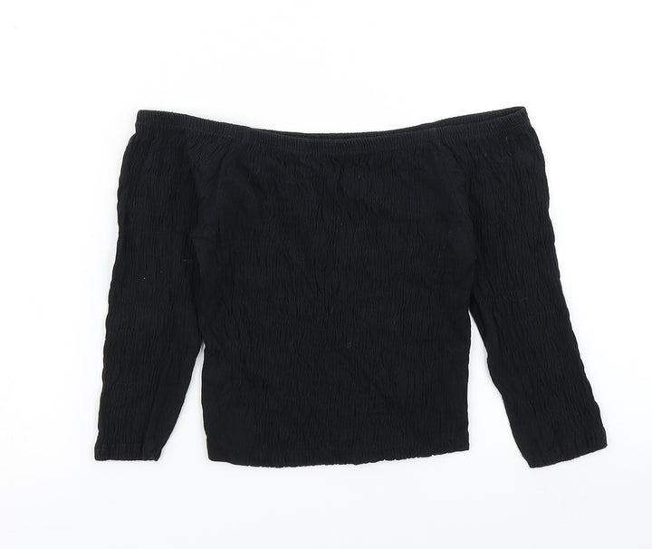 915 Generation Girls Black Cropped T-Shirt Size 10-11 Years