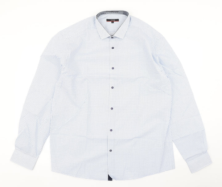 George Mens Blue Polka Dot   Dress Shirt Size 14
