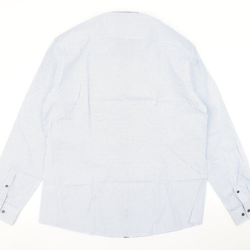 George Mens Blue Polka Dot   Dress Shirt Size 14