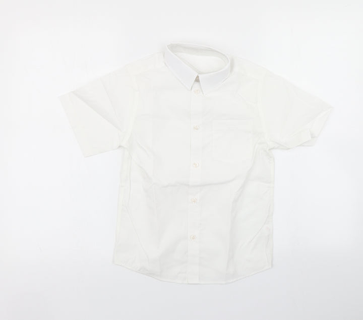TU Boys White Basic Button-Up Size 8 Years
