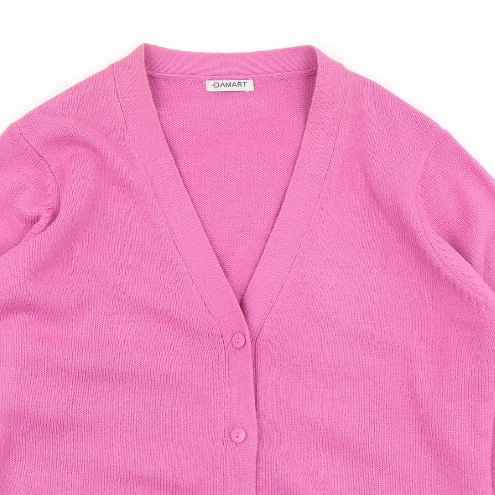 Damart Womens Pink  Knit Cardigan Jumper Size 14