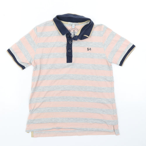 Indigo Boys Grey Striped  Basic Polo Size 7-8 Years