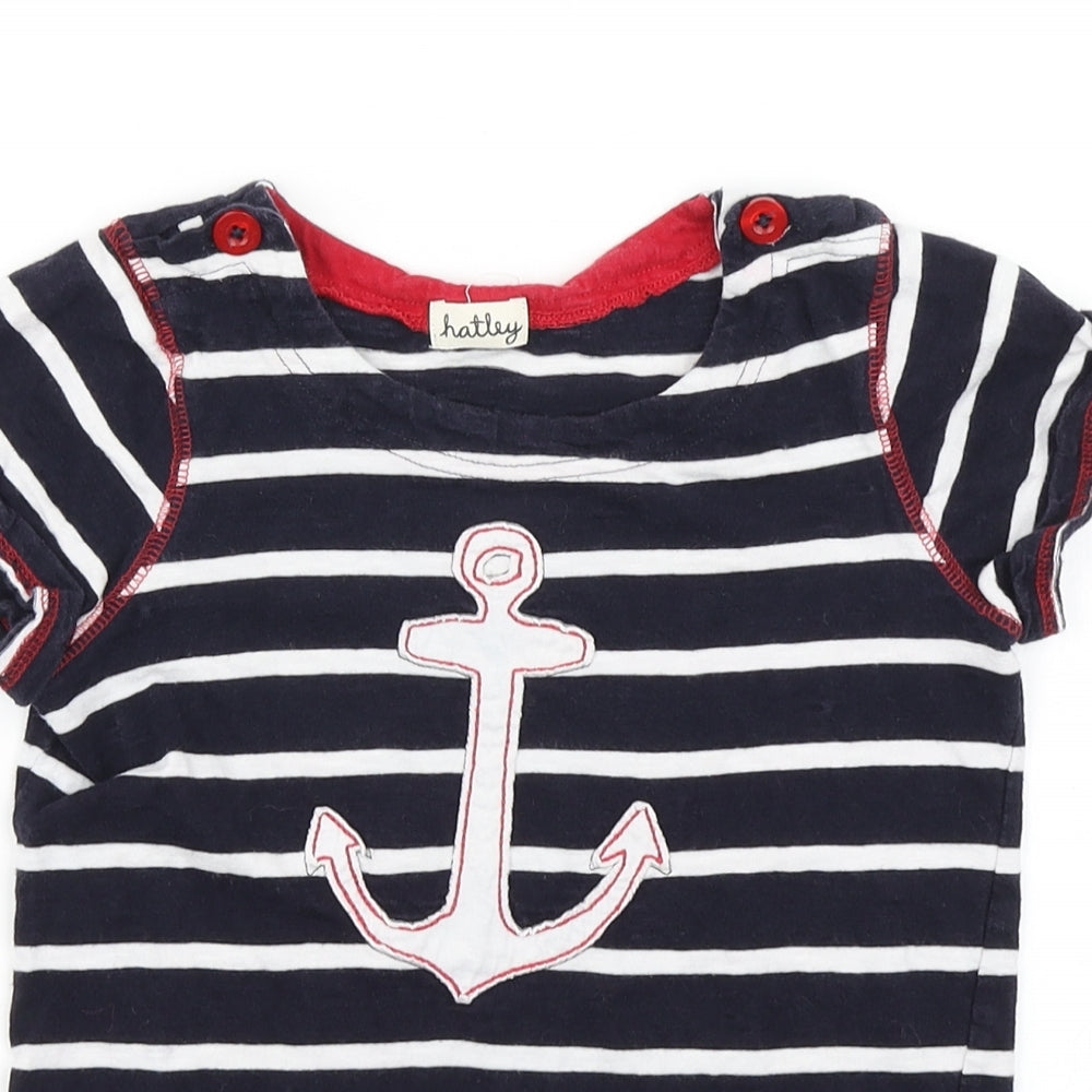 Hatkley Girls Blue Striped  Basic T-Shirt Size 7 Years