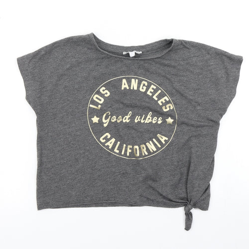 Bluezoo Girls Grey   Cropped T-Shirt Size 5-6 Years