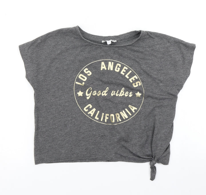 Bluezoo Girls Grey Cropped T-Shirt Size 5-6 Years