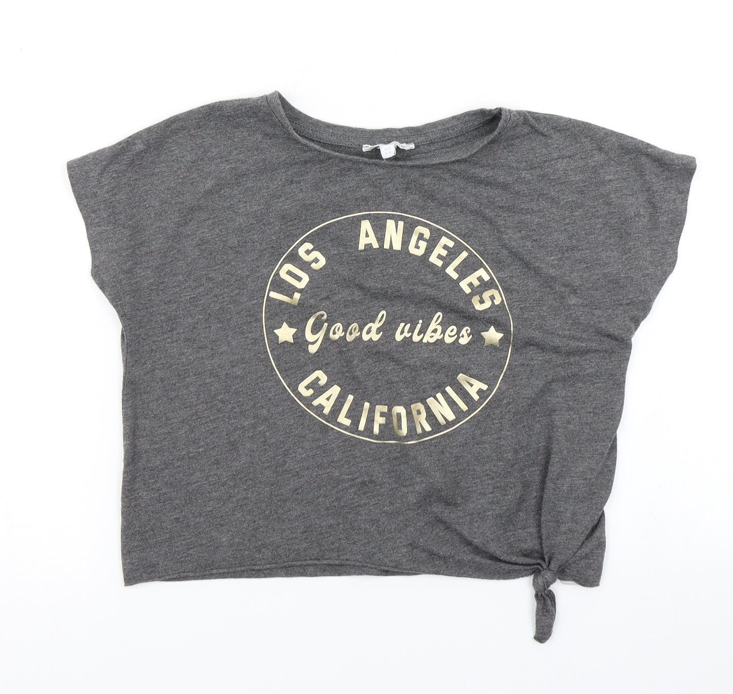 Bluezoo Girls Grey   Cropped T-Shirt Size 5-6 Years