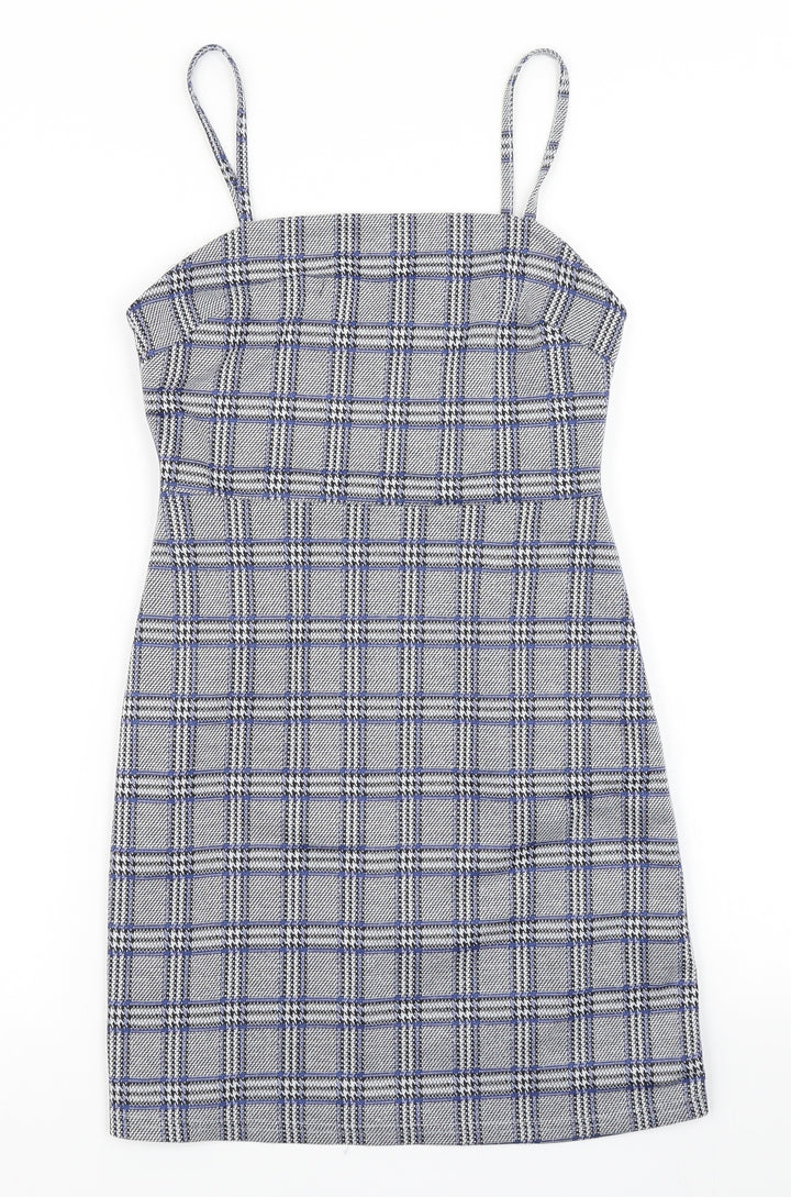 Primark Womens Blue Plaid Bodycon Size 4