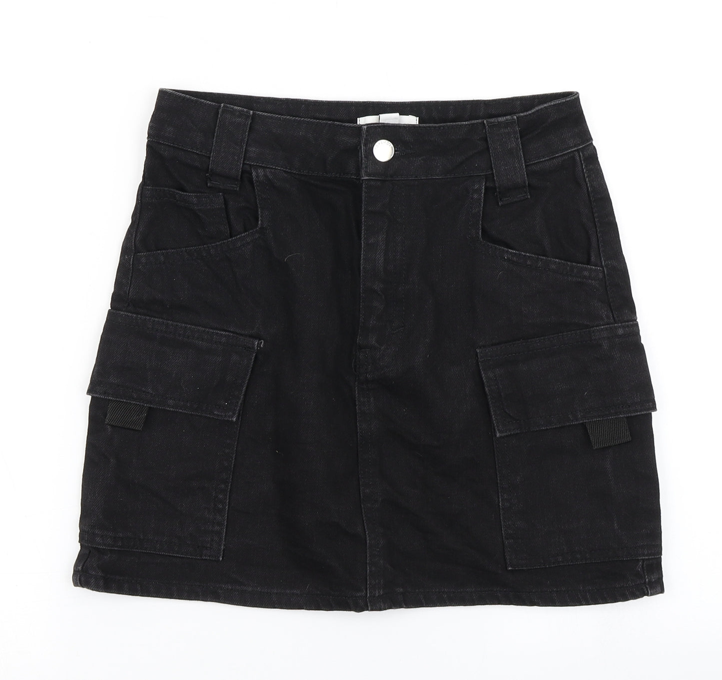 Topshop Womens Black  Denim A-Line Skirt Size 6