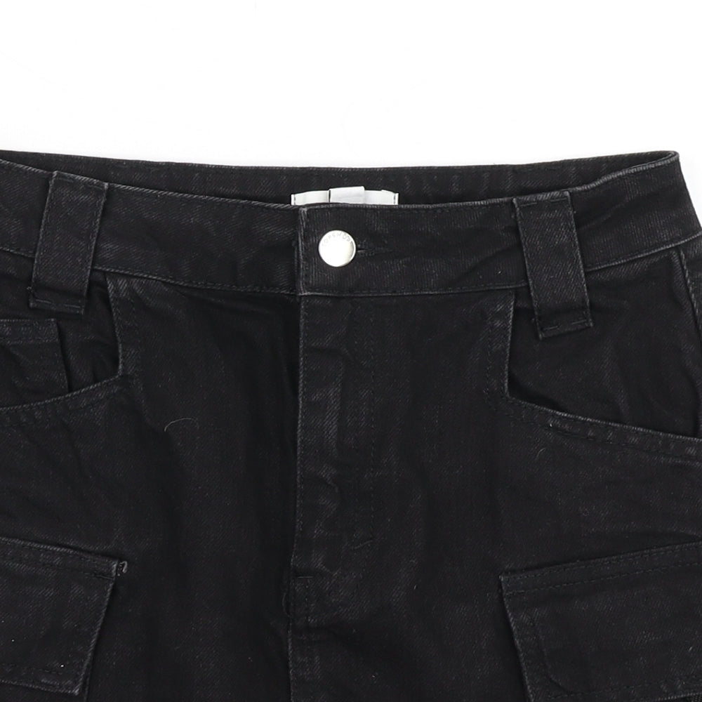 Topshop Womens Black  Denim A-Line Skirt Size 6