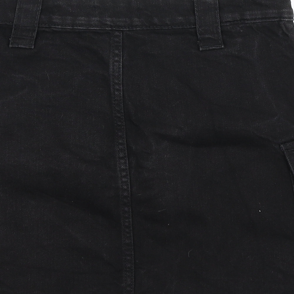 Topshop Womens Black  Denim A-Line Skirt Size 6