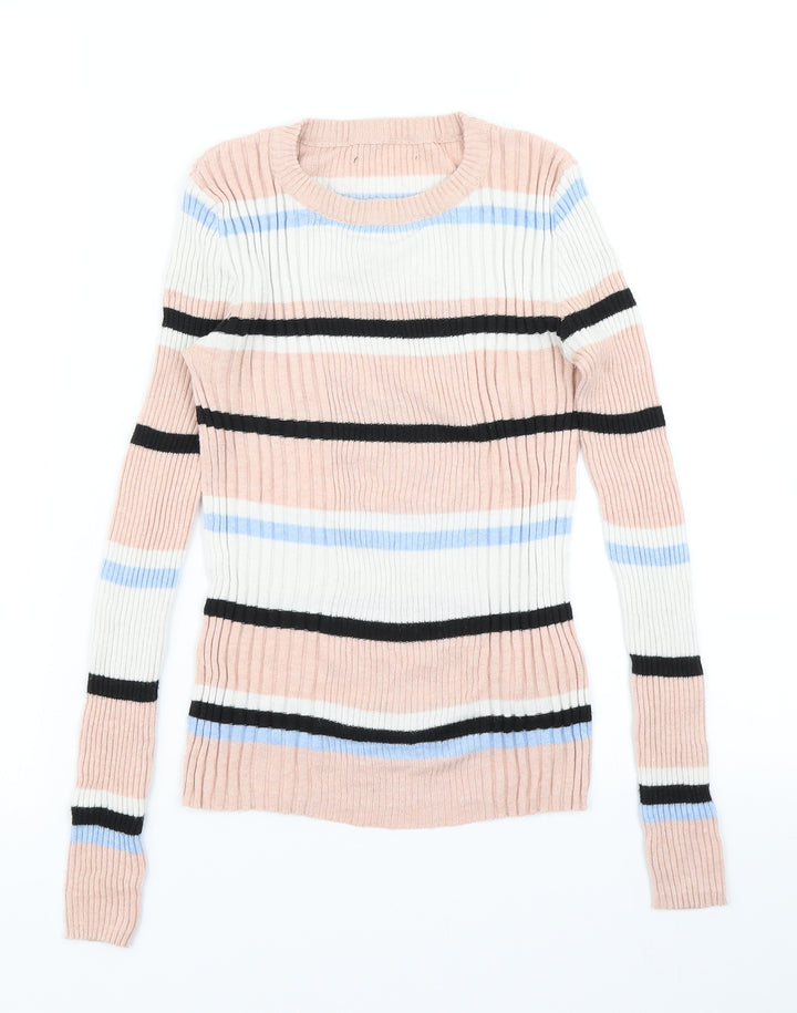 Atmosphere Womens Pink Striped Knit Pullover Jumper Size 8