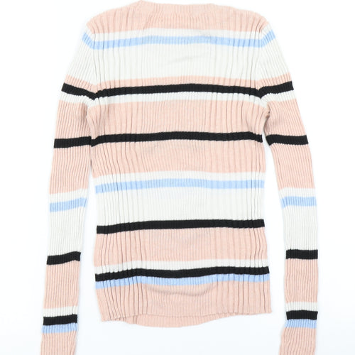 Atmosphere Womens Pink Striped Knit Pullover Jumper Size 8
