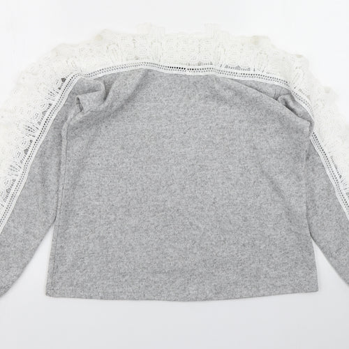 SheIn Womens Grey   Pullover Sweatshirt Size S  - Lace sleeve detail