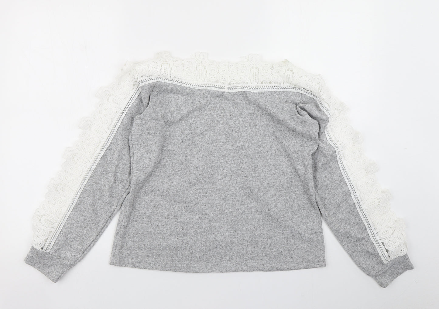 SheIn Womens Grey   Pullover Sweatshirt Size S  - Lace sleeve detail