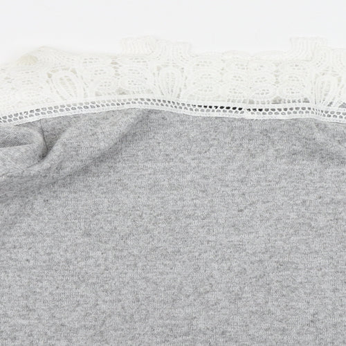 SheIn Womens Grey   Pullover Sweatshirt Size S  - Lace sleeve detail