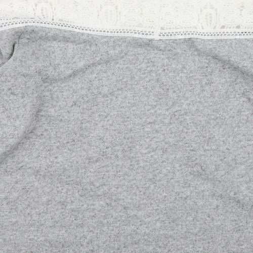 SheIn Womens Grey   Pullover Sweatshirt Size S  - Lace sleeve detail