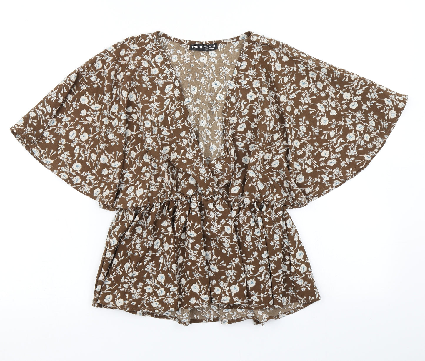 SheIn Womens Brown Floral  Basic Blouse Size XS