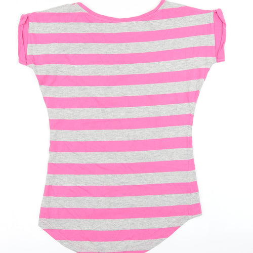Fox Womens Pink Striped  Basic T-Shirt Size S