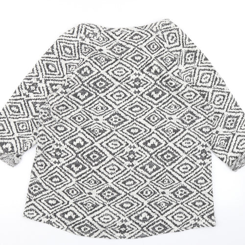 Papaya Womens Ivory Geometric  Basic T-Shirt Size 14