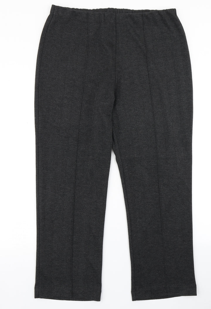 Bonmarché Womens Black Herringbone Dress Pants Trousers Size 14 L25 in