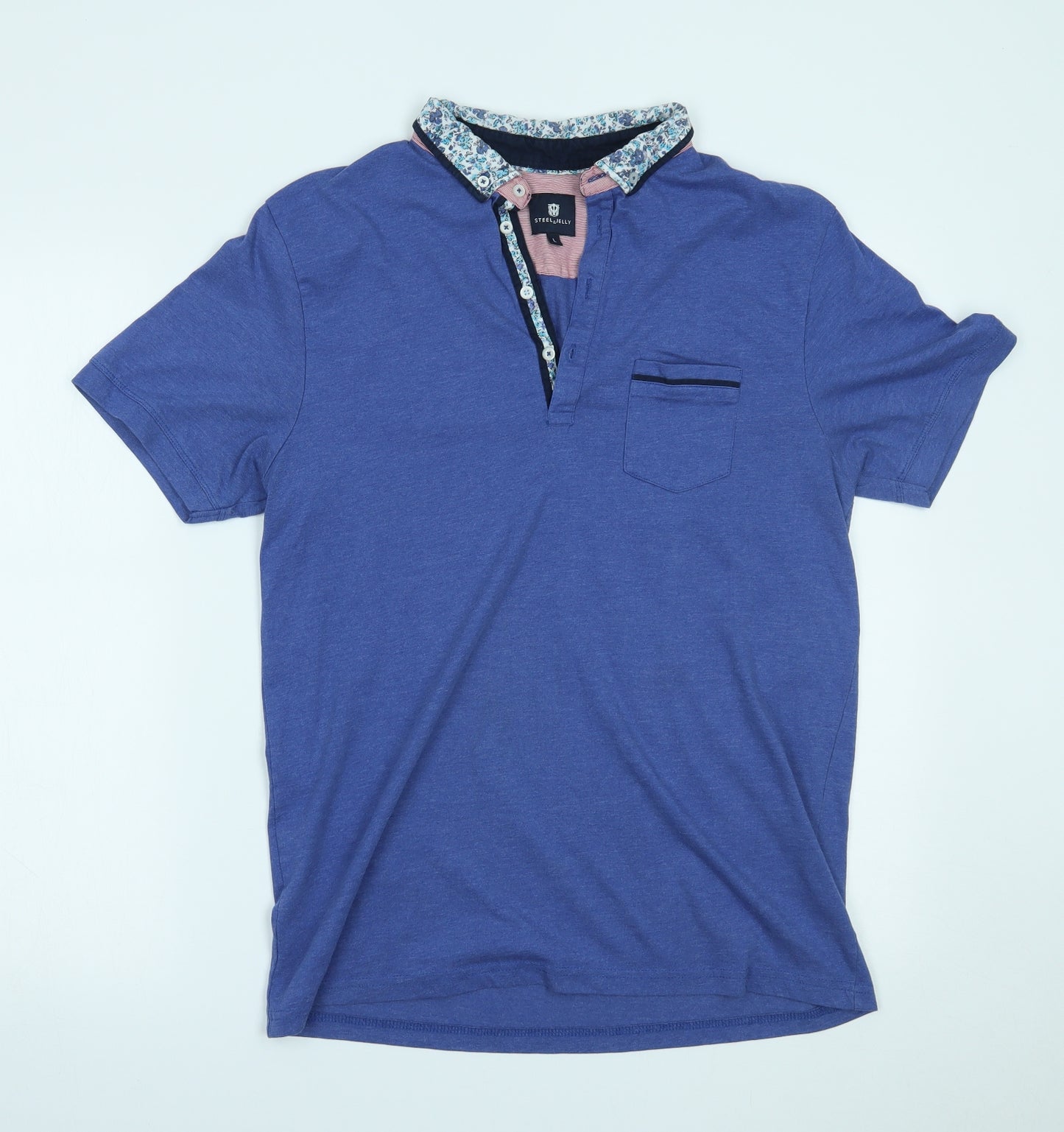 Steel & Jelly Mens Blue    Polo Size L