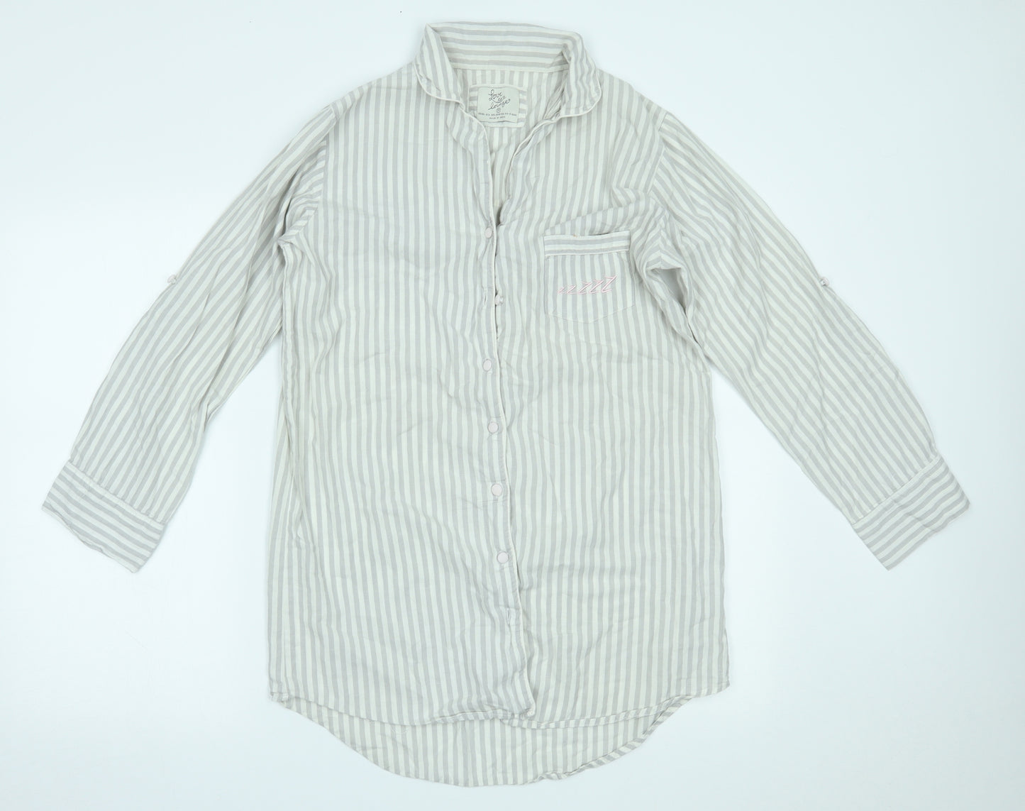Primark Womens Grey Striped  Top Pyjama Top Size M