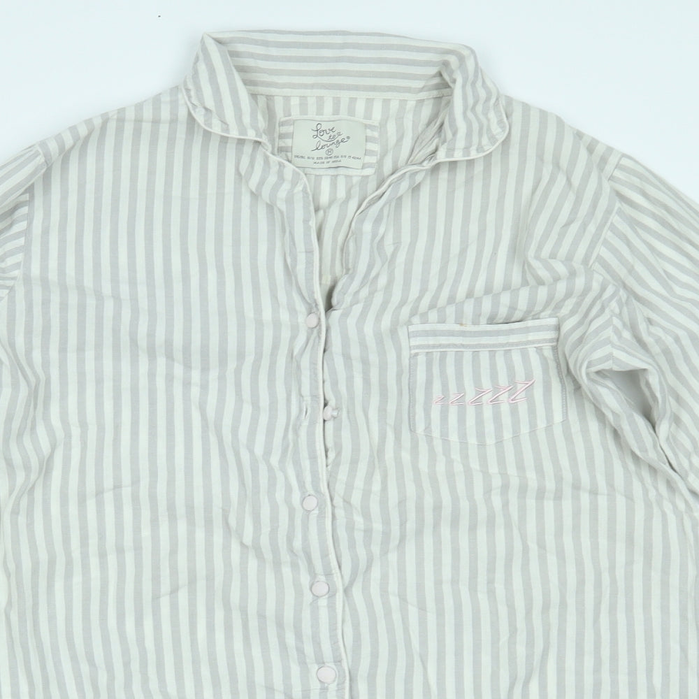 Primark Womens Grey Striped  Top Pyjama Top Size M