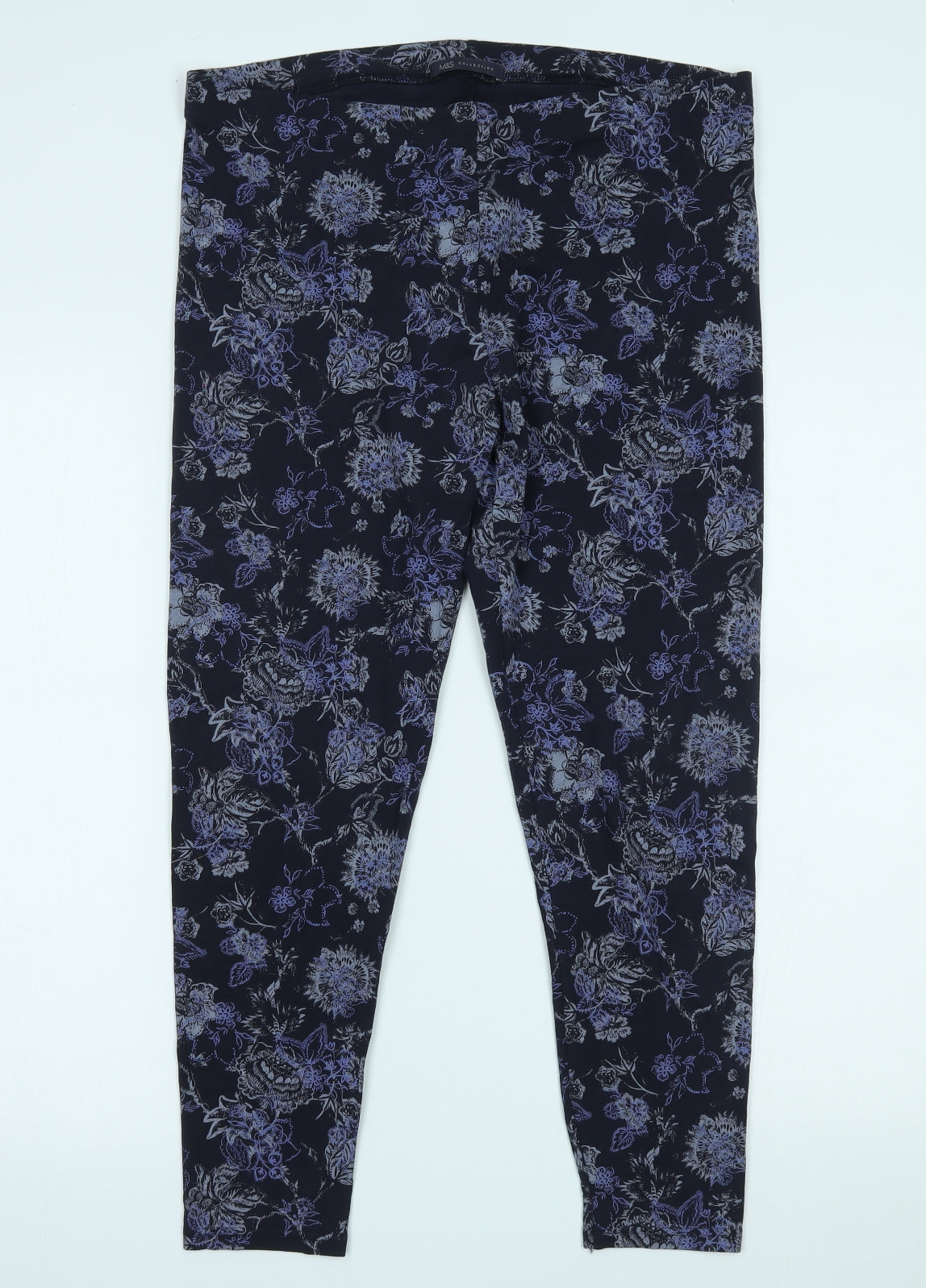 Marks and Spencer Womens Blue Floral   Leggings Size 16 L24 in