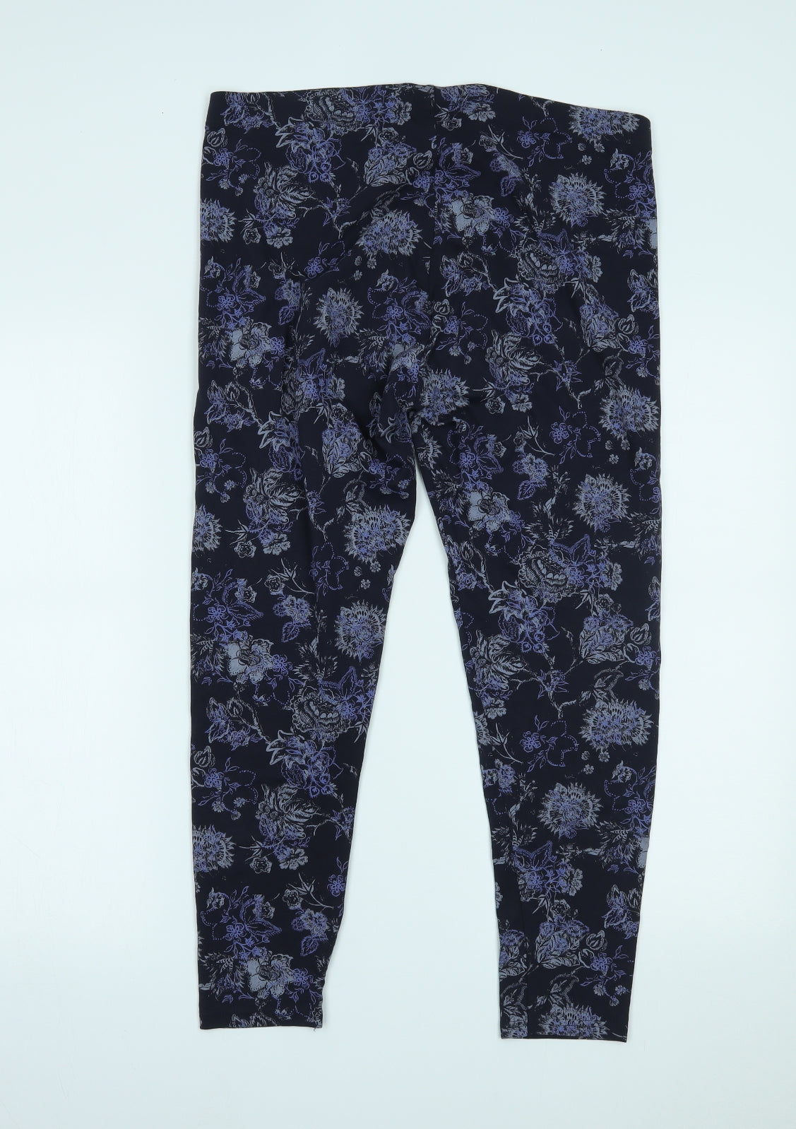 Marks and Spencer Womens Blue Floral   Leggings Size 16 L24 in