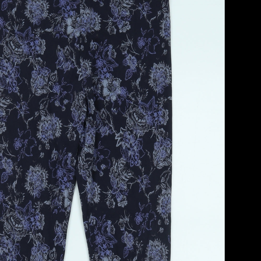 Marks and Spencer Womens Blue Floral   Leggings Size 16 L24 in