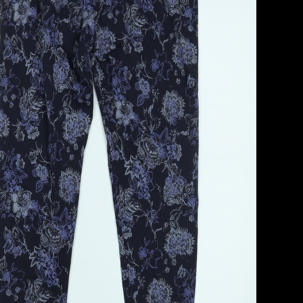 Marks and Spencer Womens Blue Floral   Leggings Size 16 L24 in