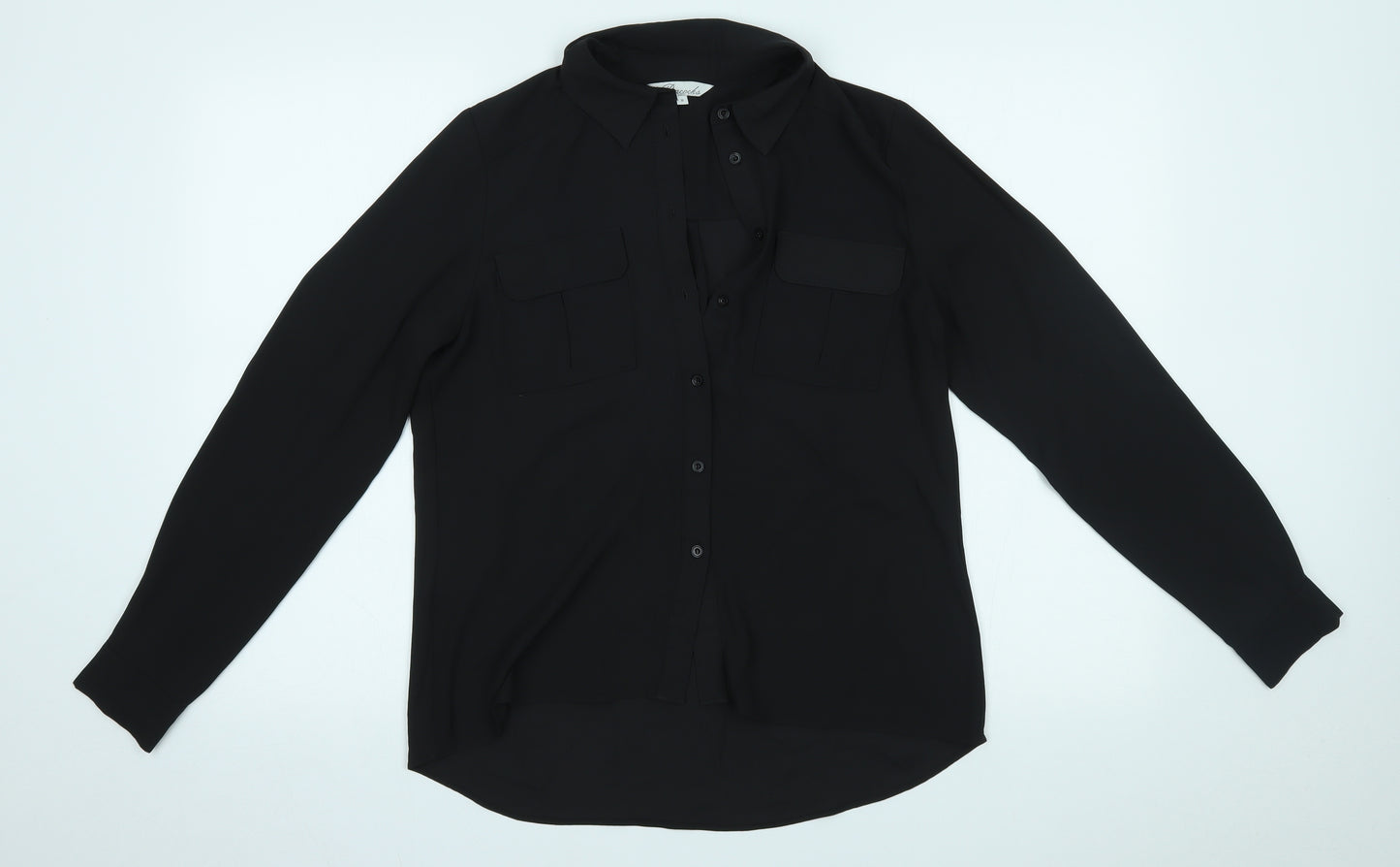 Peacocks Womens Black   Basic Button-Up Size 8