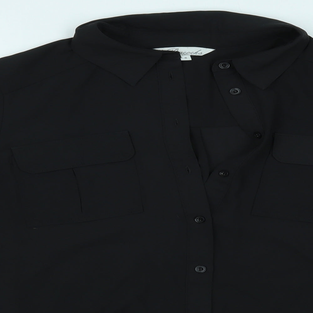 Peacocks Womens Black   Basic Button-Up Size 8