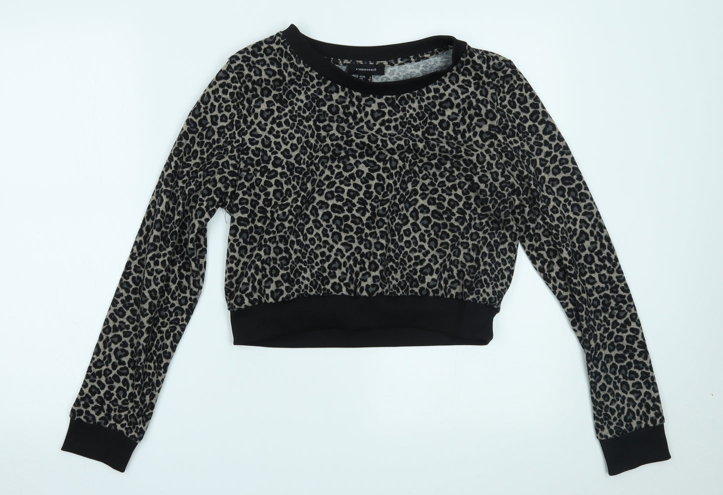Primark Womens Brown Animal Print  Cropped Blouse Size 8