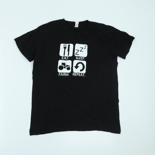 Club Mens Black    T-Shirt Size S