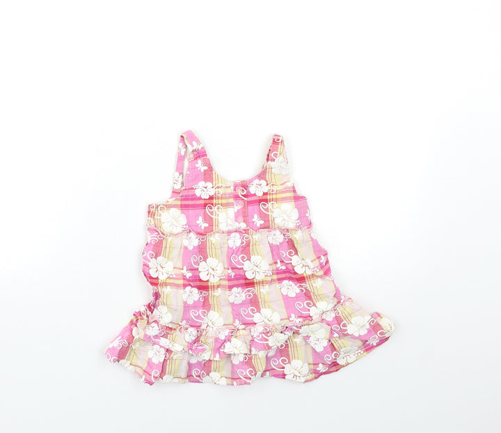 Preworn Baby Pink Check Shirt Dress Size 12-18 Months