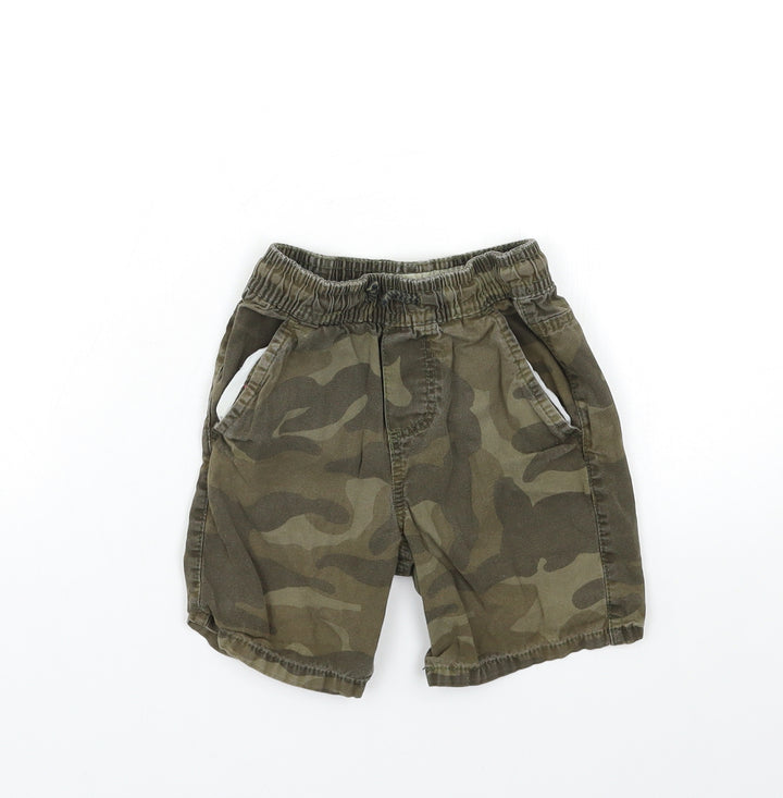 Denim & Co. Boys Green Check  Chino Shorts Size 3-4 Years