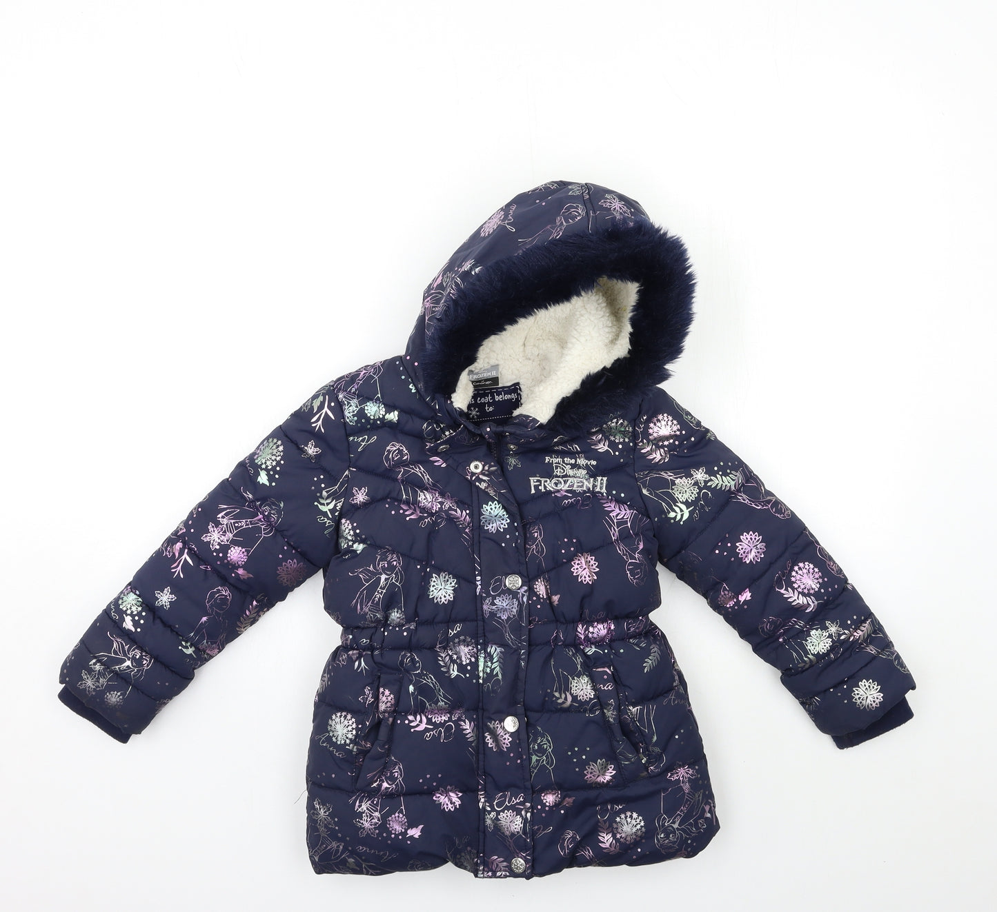 George Girls Blue Geometric  Puffer Jacket Coat Size 5-6 Years