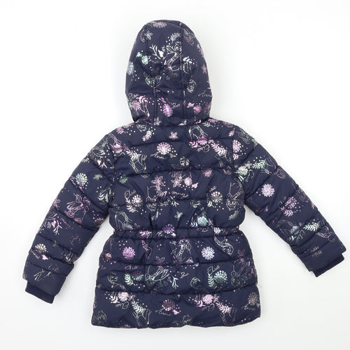 George Girls Blue Geometric  Puffer Jacket Coat Size 5-6 Years