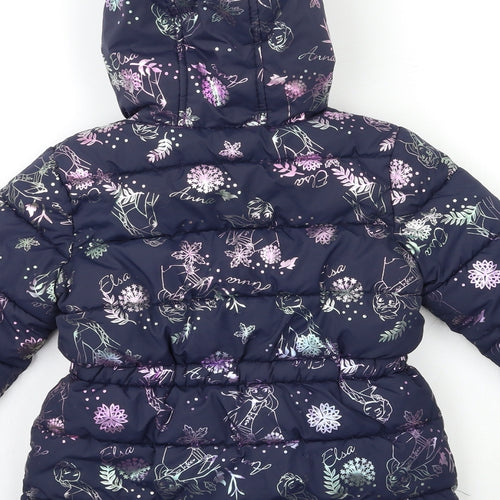 George Girls Blue Geometric  Puffer Jacket Coat Size 5-6 Years