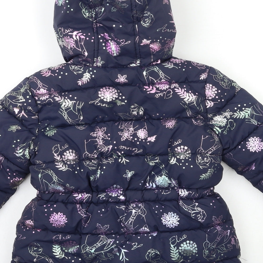 George Girls Blue Geometric  Puffer Jacket Coat Size 5-6 Years