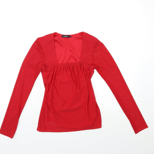 Boohoo Womens Red   Basic Blouse Size 6