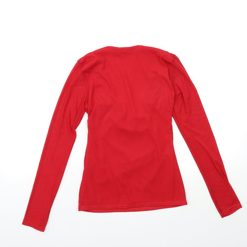 Boohoo Womens Red   Basic Blouse Size 6