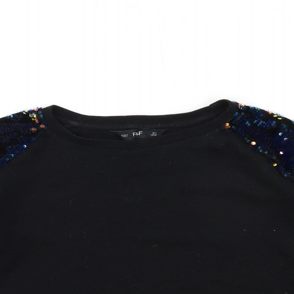 F&F Womens Black   Pullover Sweatshirt Size 6