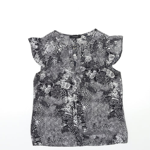 Atmosphere Womens Black Geometric  Basic Blouse Size 8