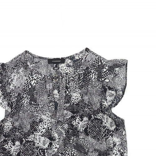 Atmosphere Womens Black Geometric  Basic Blouse Size 8