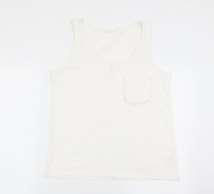 Asda George Womens White Solid  Top Pyjama Top Size 12